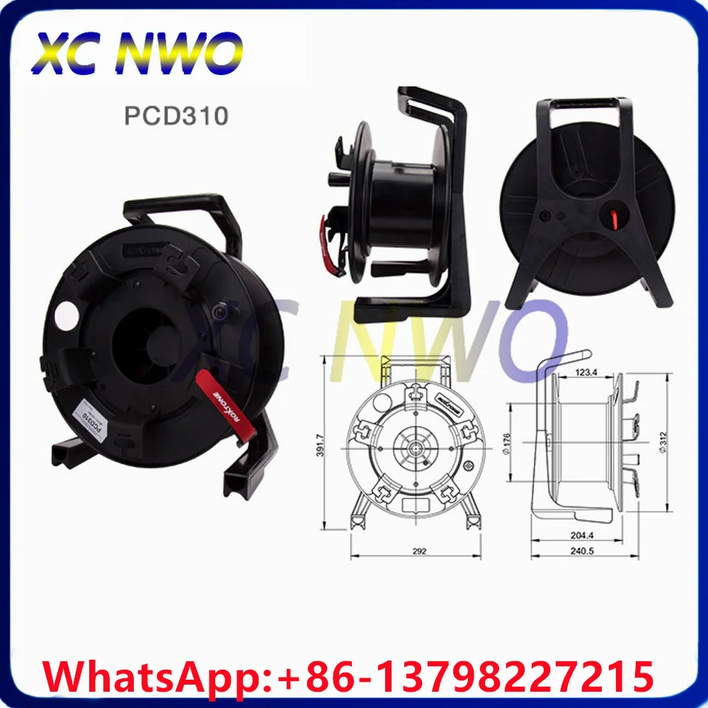 pcd310-cable-drum-portable-mobile-reel-for-fiber-optic-armored-dvi-cpri-network-audio-signal-roll-takeup-plastic-empty