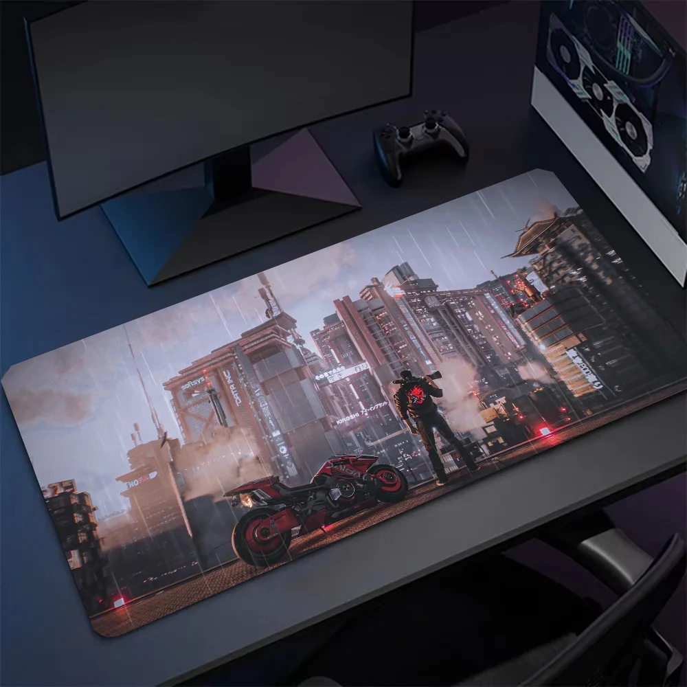 Cyberpunk 2077 View Of Nightcity Mousepad Mouse Mat Desk Mat With Pad Gaming Accessories Prime Gaming XXL Keyboard Pad Padding