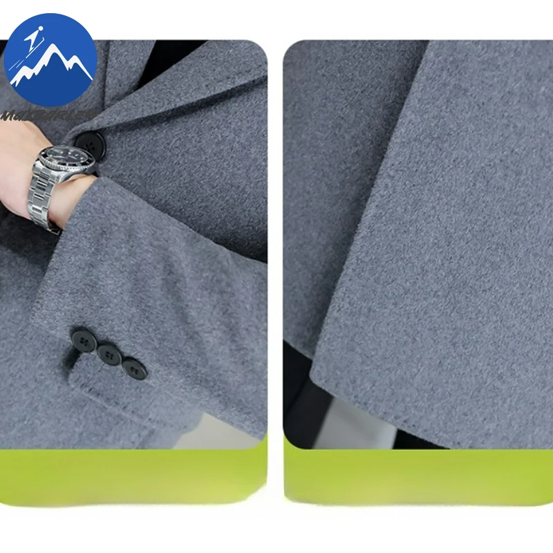 Maxbarley Premium Wool Coat Men Outdoor Office Windproof Wool Jacket Casual Daily Wear Thickened Warm Comfortable Outerwear