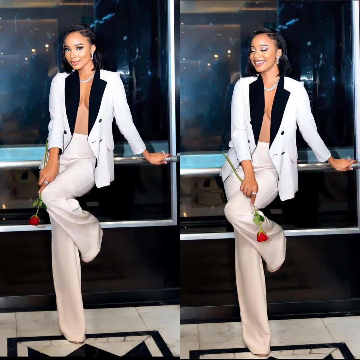 Customized White Wedding Women Pants Suits Black Peaked Lapel Ladies Blazer Guest Wear Blazer Jacket Sets