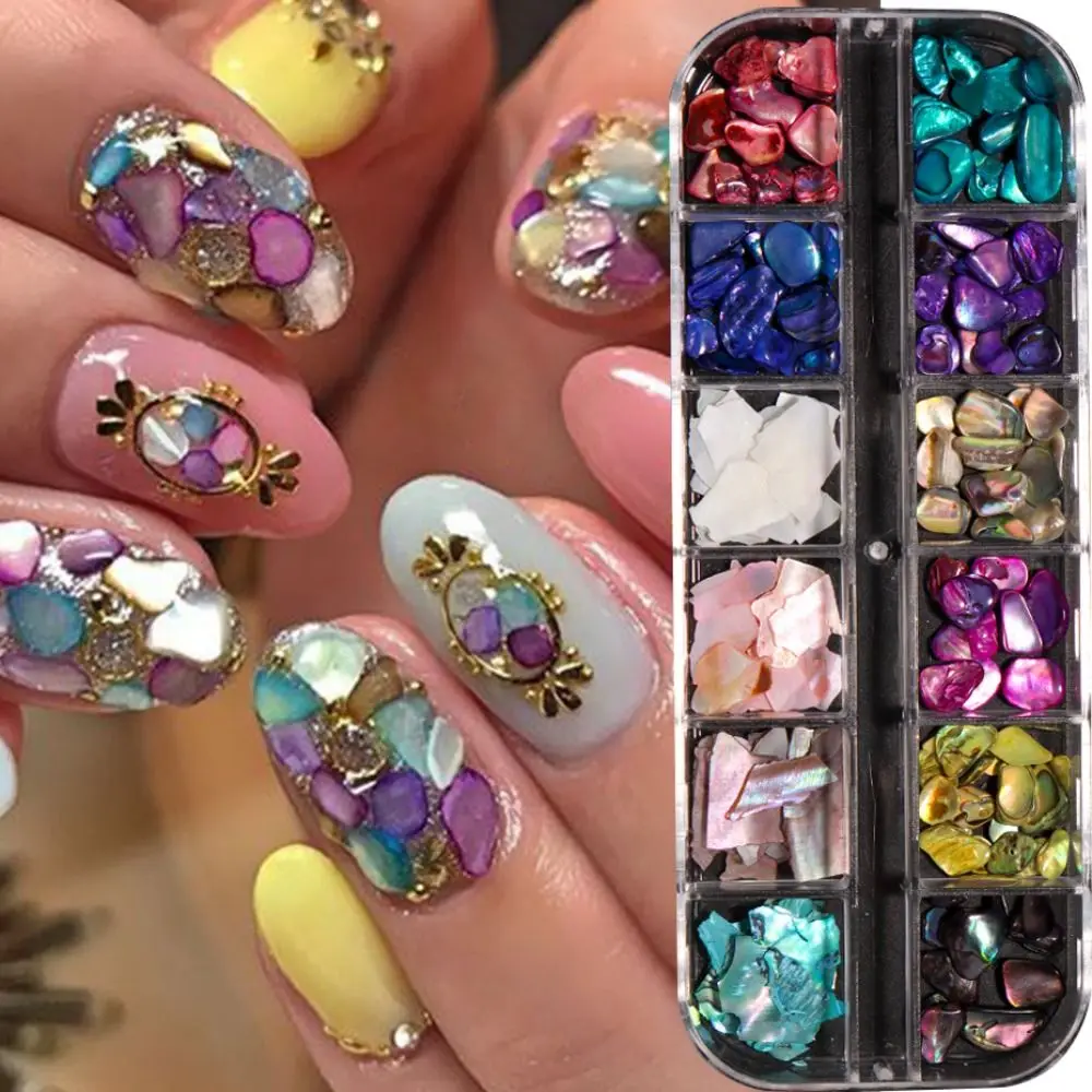 New 3D Charms Abalone Shell Flakes Seashell Fragment Irregular Nail Art Decoration Aurora Slices Nail Accessories DIY Manicure