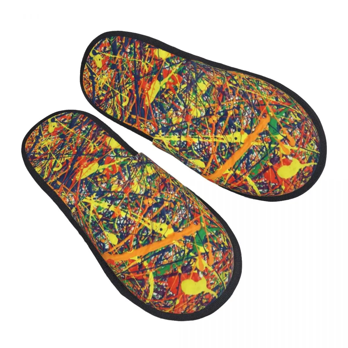 Custom Modern Abstract Jackson Pollock Guest Slippers for Bathroom Women Painting Original Art House Slipper