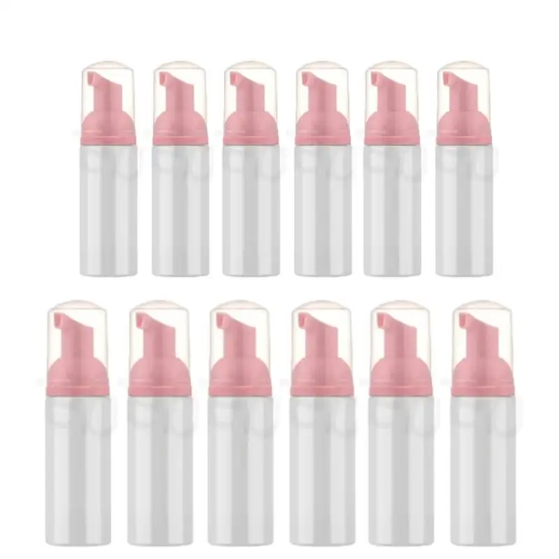 10/30/60PCS White Foam Pump Bottle, Travel Size Foam Dispenser Pump for Soap Shampoo, Eyelash Cleanser Pink Cap (60ml, Set of 3)