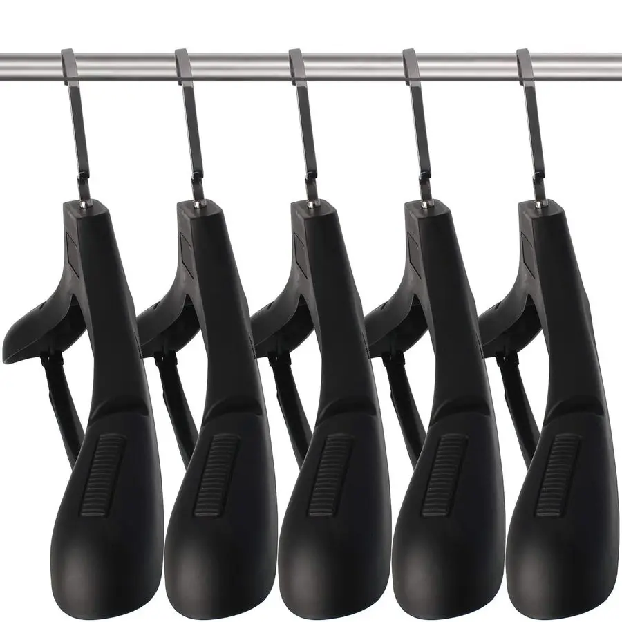 

Extra Wide Suit Hangers, Pack of 15, Width 17.7,Notched Shoulders amp Metal Hooks, Black
