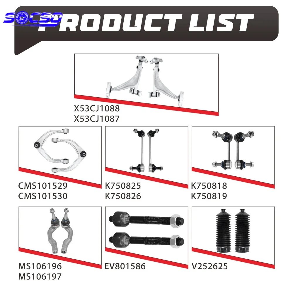 14pcs Front Upper Lower Control Arm Kit for Volvo XC90 XC60 2016-2020 Suspenison System X53CJ1087 314292340 31429233 313606330