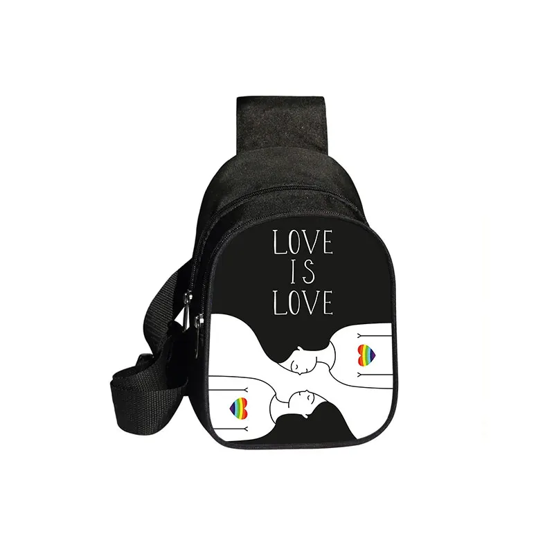 Cute Rainbow Print Chest Bags Love Is Love LGBT Portable Crossbody Bags for Travel Women Handbag Unisex Messenger Bags Gift