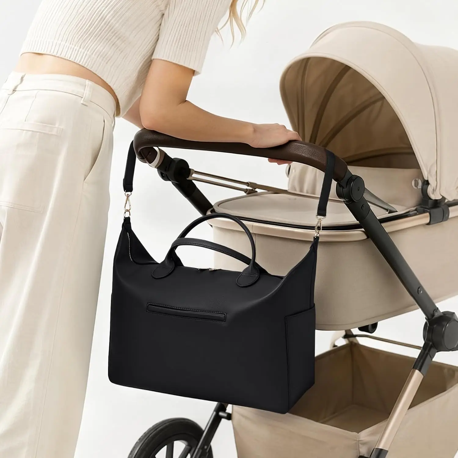 Diaper Bag Tote Convertible Vegan Leather Diaper Tote Backpack Diaper Mommy Bags Hospital Bag Work Totes