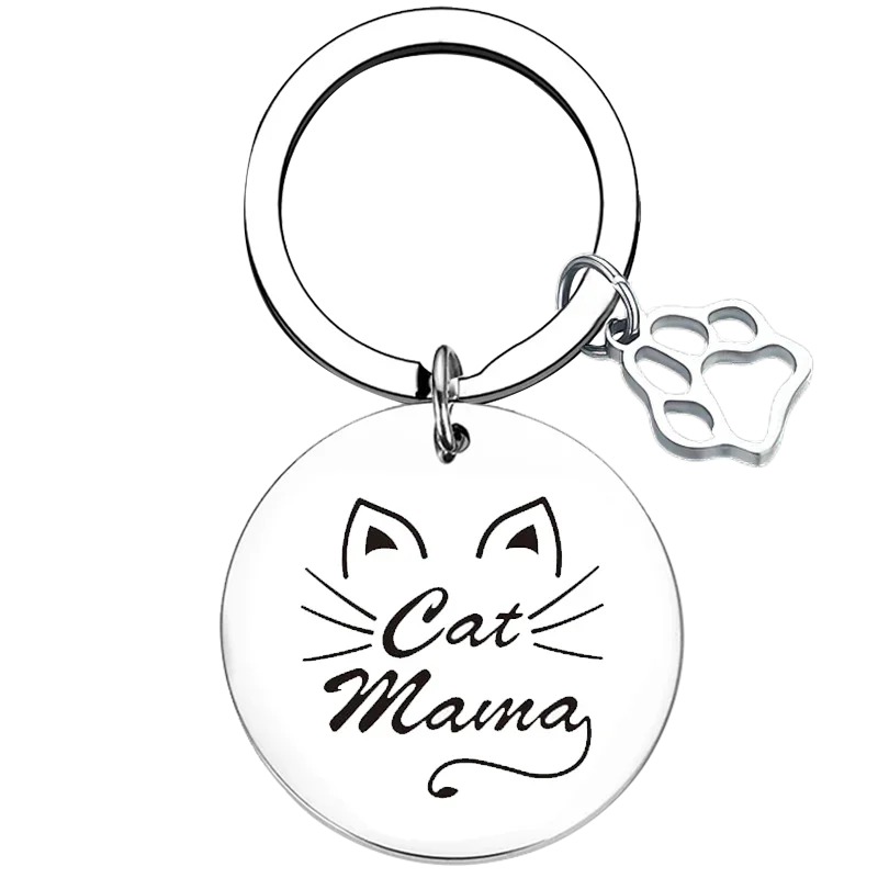 New Cats Mama Key Chain Ring Cats Mom Gift Cat Mother keychains pendant Mothers Day Cat Grandma Gift