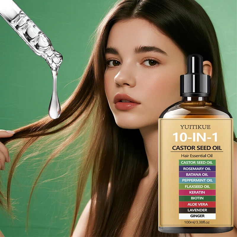 10-in-1 Castor Hair Essential Oil 100ml - Nourishing Scalp Oil with Batana, Peppermint & Biotin