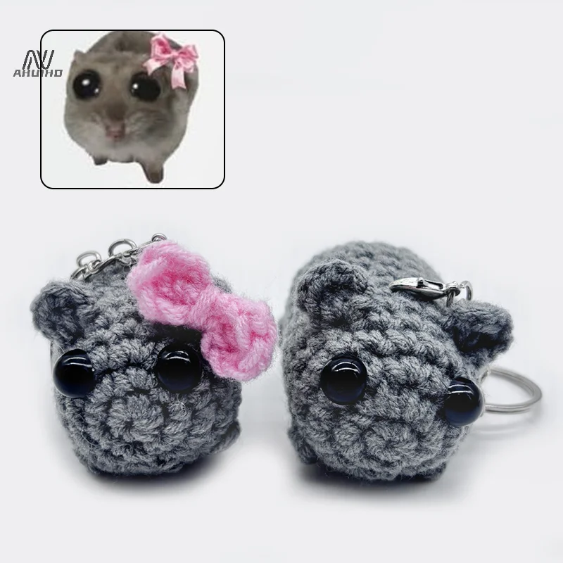 LLavero de juguete de peluche de hámster triste, llaveros de hámster triste, anillo para accesorios, bolso, llavero colgante divertido, regalos para