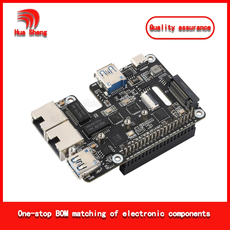Raspberry Pi 5 Expansion 2-Way USB 3.2 Interface and 2-Way 2.5g Network Port Hat Standard-Speed Read and Write No Driver Plug and Play
