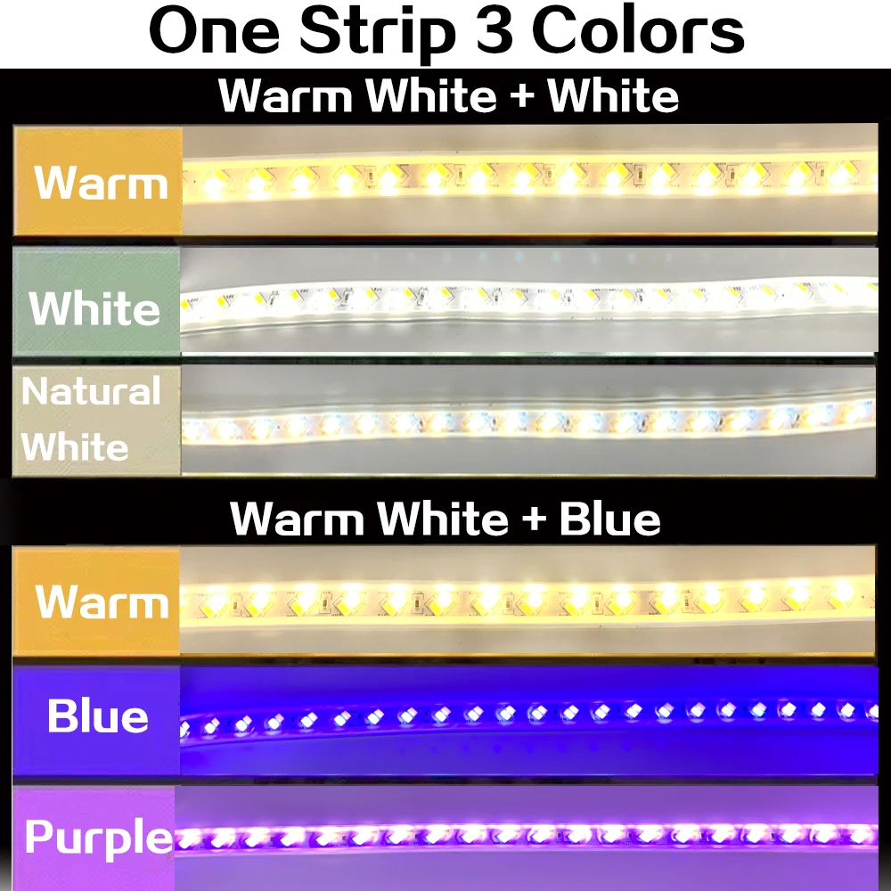 AC220V LED Strip Warm White + White Outdoor Waterproof Flexible SMD 5630 LED Tape Light Strips Dimmable Ribbon for Room 15m 20m