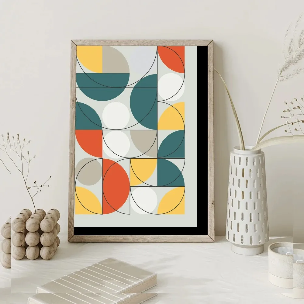 Funny Bauhaus Abstract Geometrica Poster Kraft Paper Vintage Poster Wall Art Painting Study Aesthetic Small Size Wall Stickers