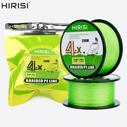 Hirisi 4 Strands 200M PE Braided Fishing Line 15LB-50LB Japan Durable Multifilament Fishing Line Super Smooth Fishing Tackle