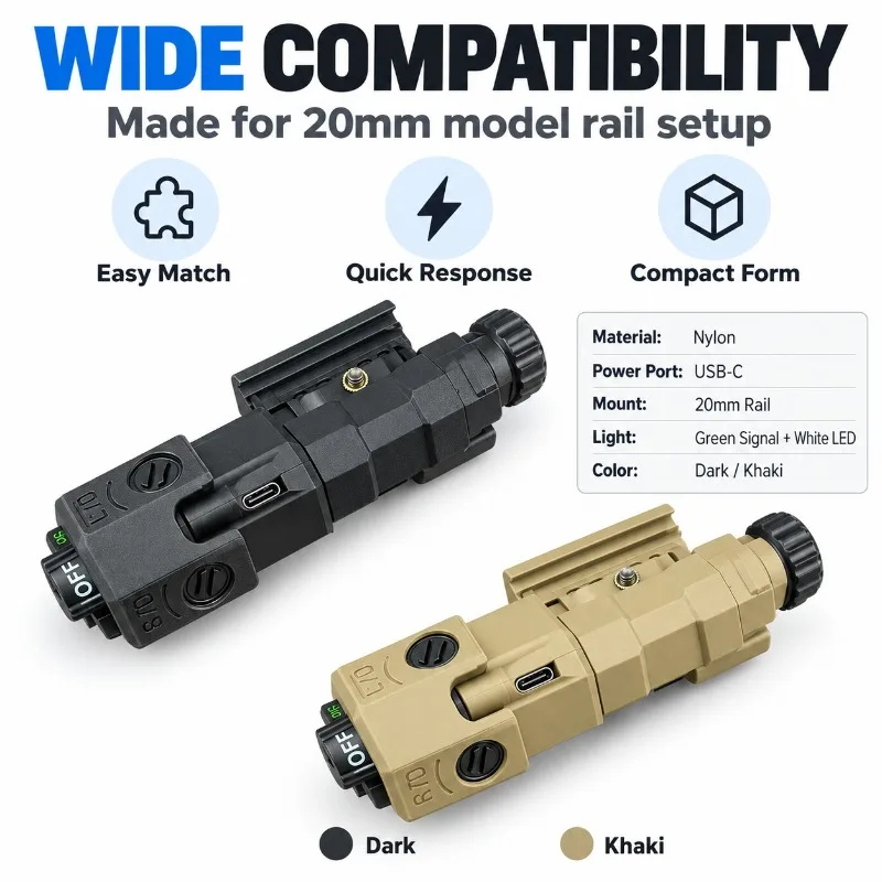 MAWL-C1 Model Lighting Fitting Nylon Housing Green Beam and White LED Flashlight Accessory