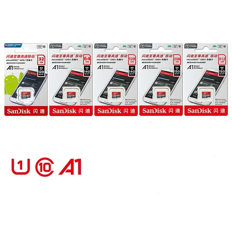 Sandisk Ultra Micro SD  tf  32GB 64GB 128GB  256GB High Speed C10 Micro tf SD Card SD/TF Flash Card Memory Card miniSD for Phone