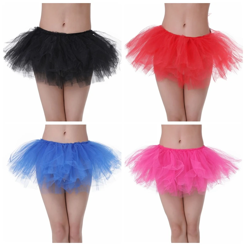 Mulher de malha meia saia occidental adulto organza tutu mini bolo saia cinco camadas tamanho regular