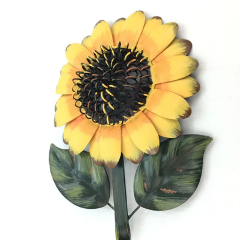 American Country Retro Iron Sunflowers Decorative Hook Shop Wall Mural Decoration Hangings Home Decoration Hanger Accessories