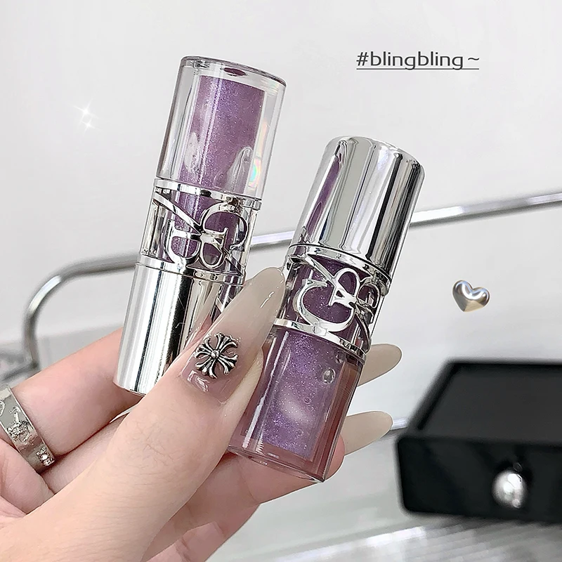 ゲゲベア グリッターミラーリップグレイズ、水っぽく輝くライトリップグロスメイクアップ8色、保湿、長持ち