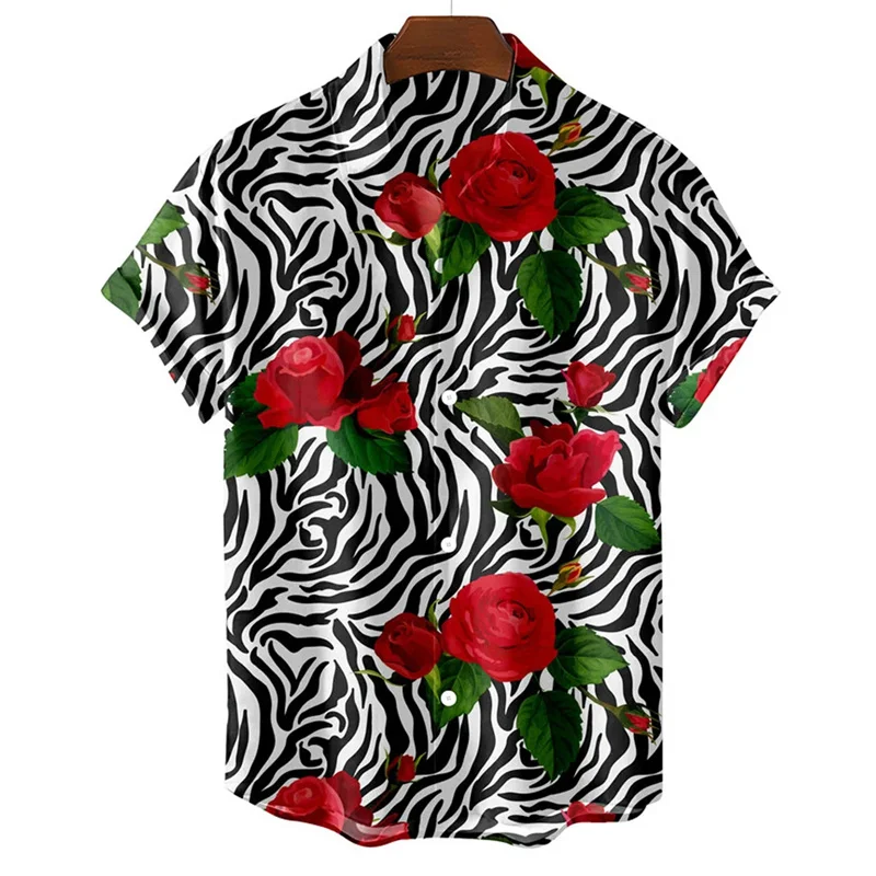 3d Bedrukte Hawaiiaanse Bloemenjurk Blouse Voor Mannen Mode Strandvakantie Street Man Kleding Retro Vintage Harajuku Social Slim Fit