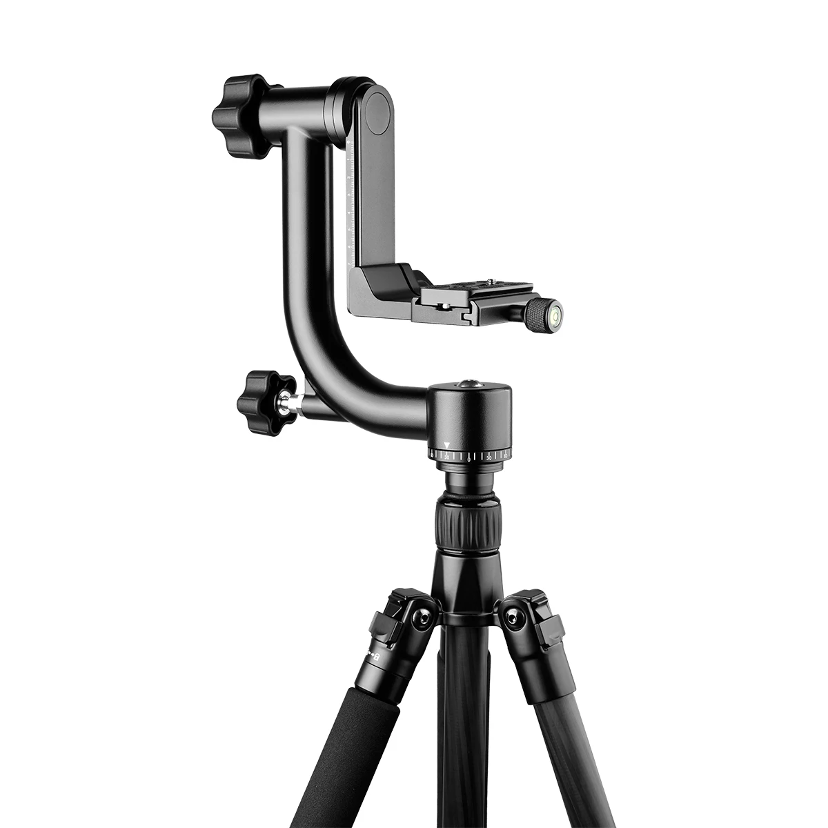 Aluminum Alloy 360 Degree Panoramic Gimbal Tripod Head with 1/4'' Standard Quick Release Plate and Bubble Level Load 20kg/44lbs