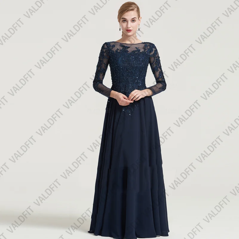 Customized Long Sleeves Blue Mother of the Bride Dresses 2024 Wedding Party Dress vestidos de fiesta elegantes 2024 para boda