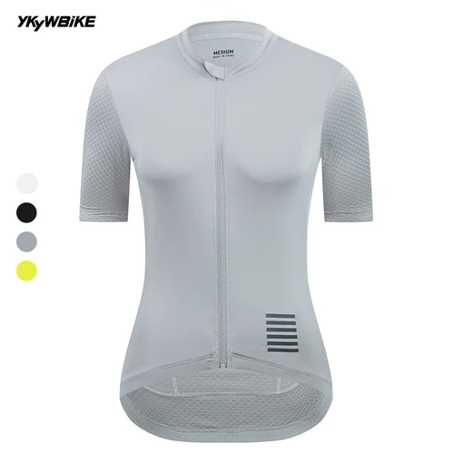 Imagen 2 del producto YKYWBIKE-Camiseta de ciclismo para mujer, camiseta ajustada de manga corta para bicicleta de carretera, ropa de ciclismo de equipo profesional transpirable