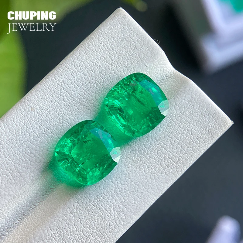 

ChuPing Lab Colombian Hydrothermal Square Cushion Shape For Making Selectable AGL Certificate Loose Colombian Emerald Gemstones