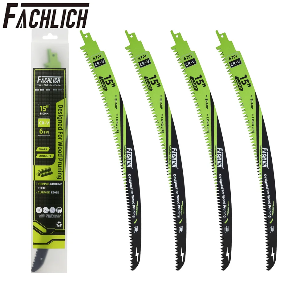 

FACHLICH 4pcs/set Japanese Teeth Reciprocating Saw Blades Arc Edge 380mm For Wood Pruning Tree Trimming Plastic Pipe 15 Inch