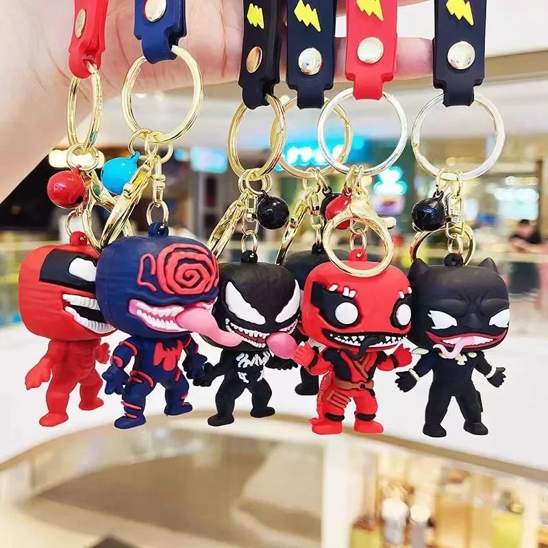 

Marvel Venom Keychains Decoration Anime Action Figure Cute Toy Q Figurals Backpack Key Decoration Models Children Birthday Gifts