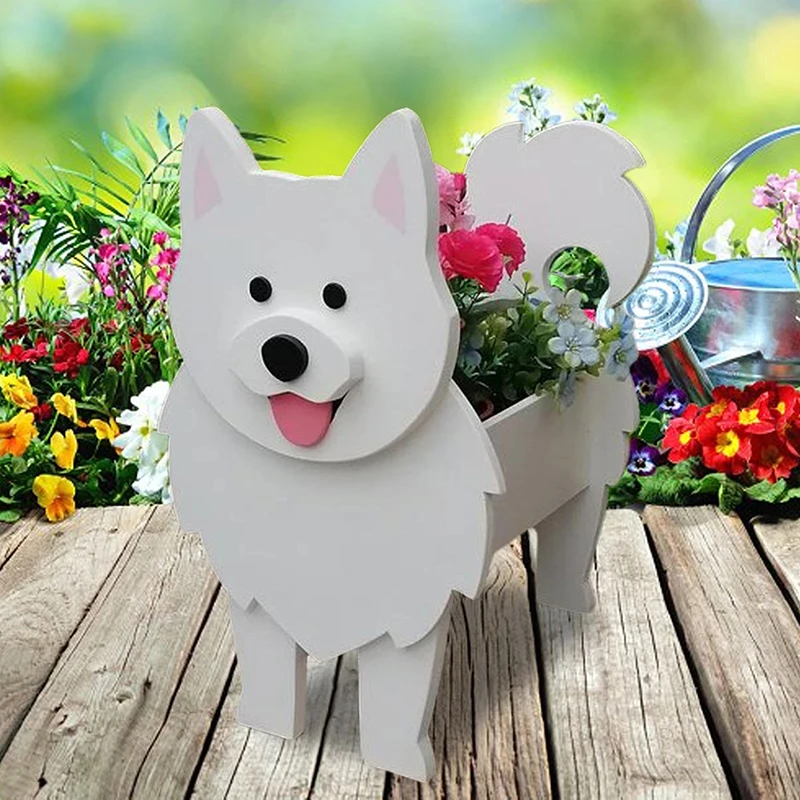 Creative Dog Flower Planter Cute Animal Shaped PVC Potted Pet Dog Plant Container Outdoor Indoor Plants Holder Garden Yard Decor