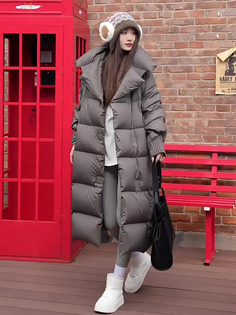 Ultra-Thi largo blanco Du down Jaet mujer invierno nueva región Polar Sle cálido abrigo de cuello grande moda hasta la rodilla