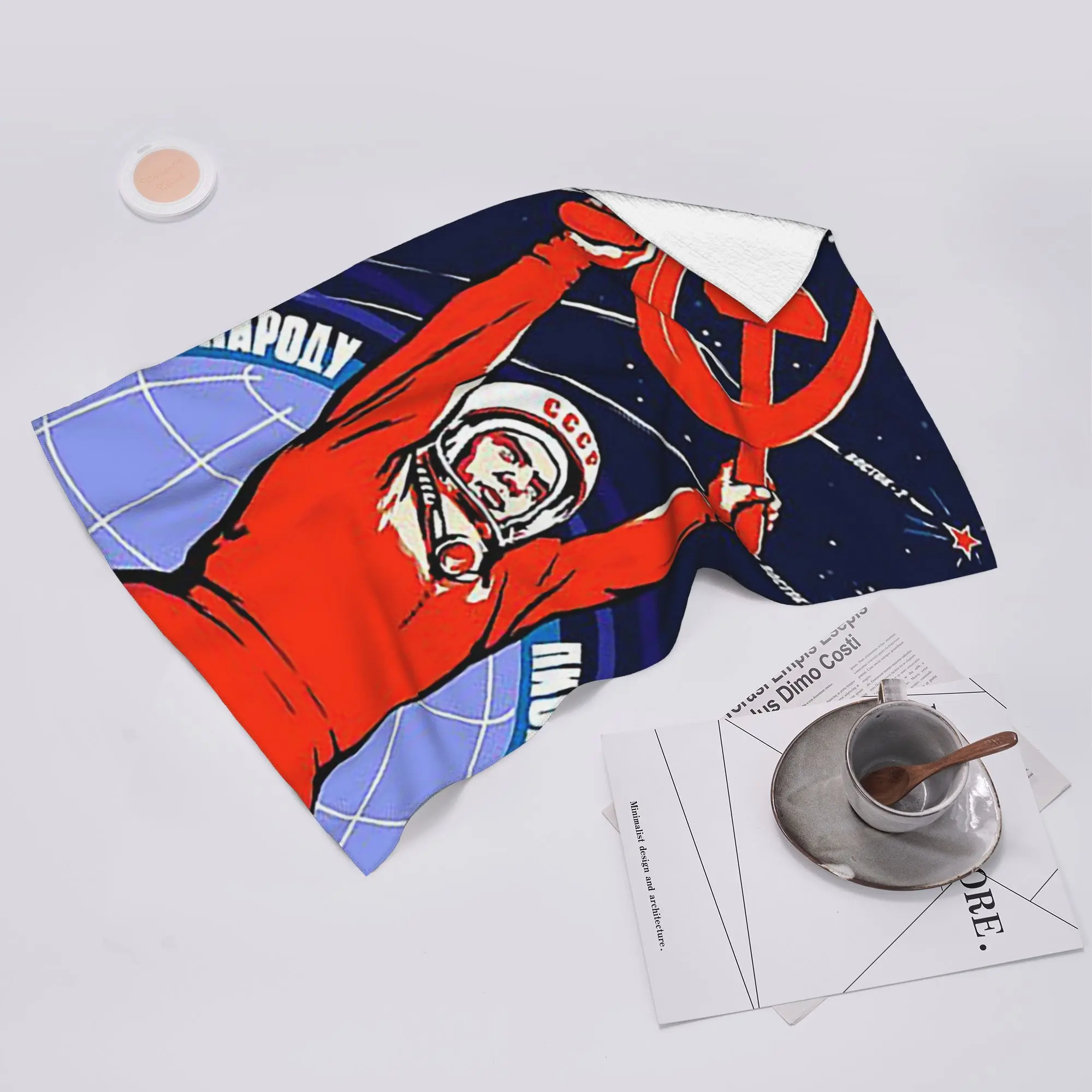 Custom Soviet Propaganda. Yuri Gagarin Soft Face Towel Quick Dry Pool Bath Cotton Towels Absorbent Quick