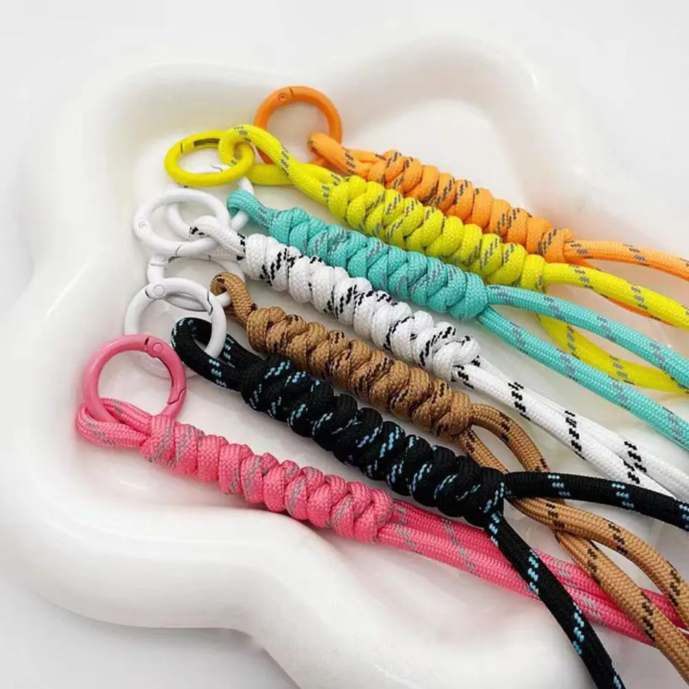Phone Ornament Bag Hanging Hand Woven Rope Small Keychain Colorful Bag Pendant Nylon Rope Simple Tassel Decor Useful Pouch Charm