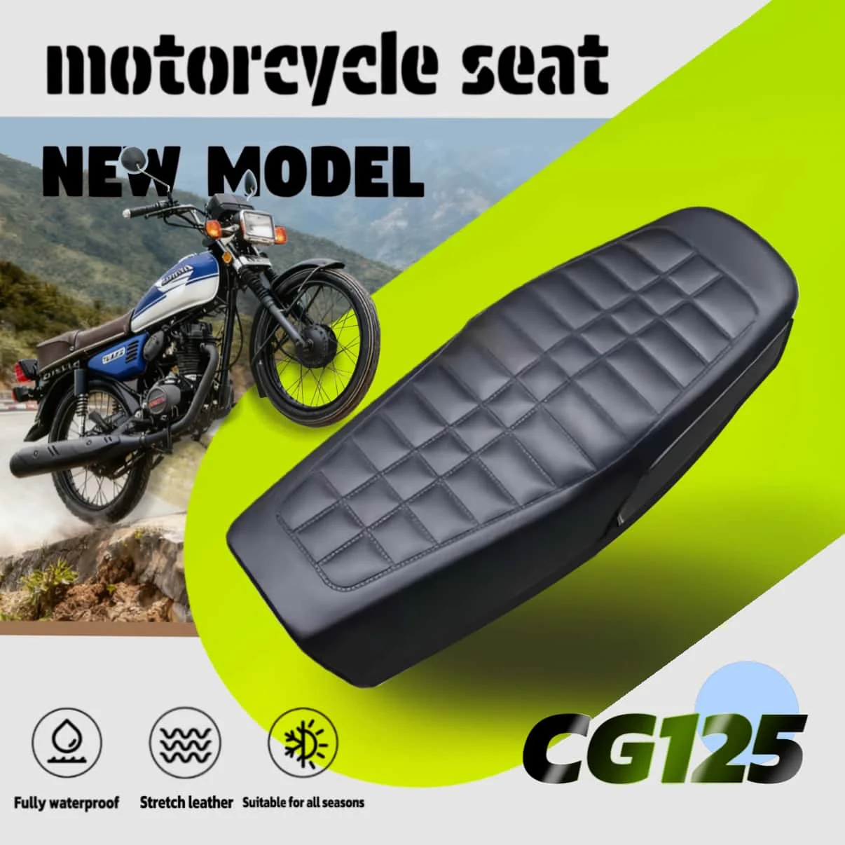 La funda de asiento para motocicleta CG125 es compatible con los modelos Honda CG125, CG150, CG200, FT125 y XL125.