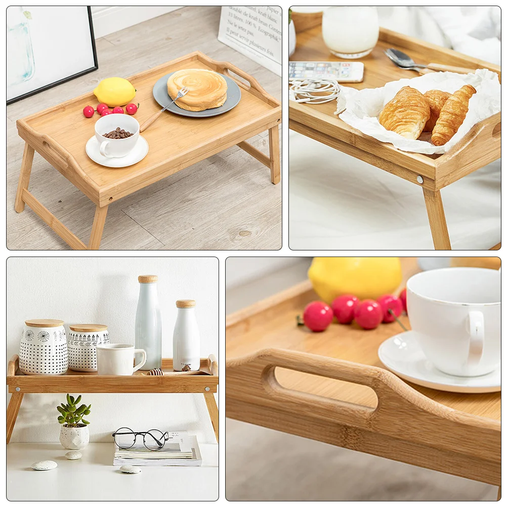 Tray Multifunctional Folding Table Bed Phone Holder Laptop Stand Coffee Bamboo Trays Desk