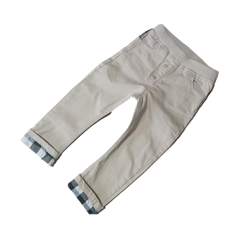 

Boy pants high quality casual trousers plaid pocket cotton kids clothes wholesale