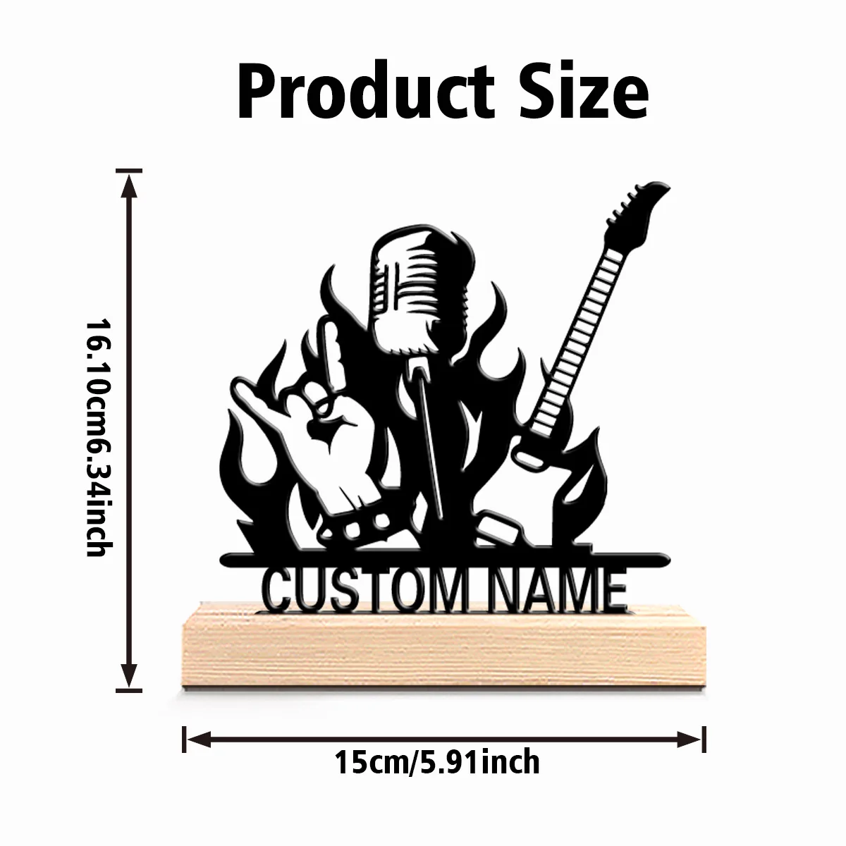 1pc Romantic Personalized Custom Rock (Music) Metal Statues Music-Themed Gift for Musicians, Valentine’s, Weddings, Rock n’ Roll