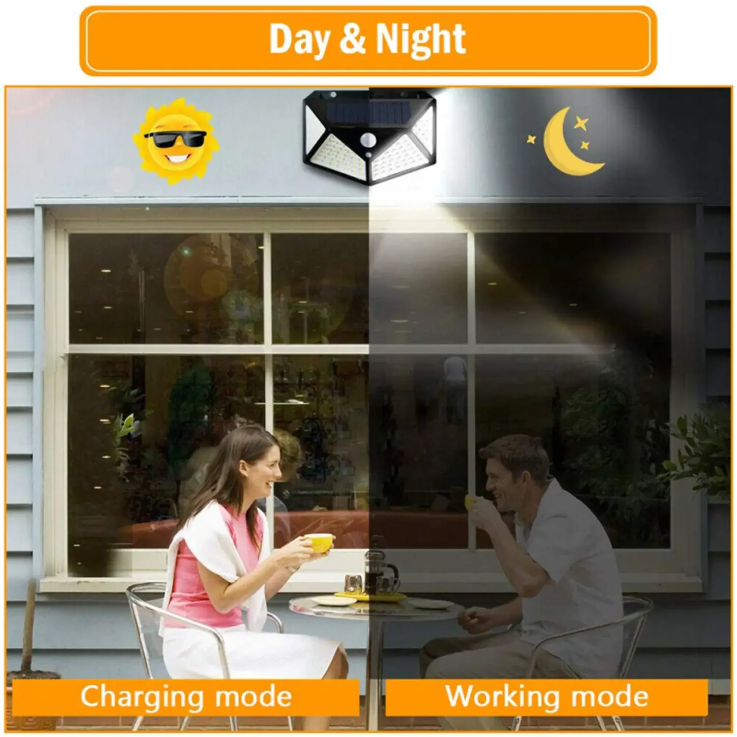 Solar Lights Outdoor 100 LED Wireless Solar Motion Sensor Security Light IP65 Waterproof Solar Wall Light 3Mode For Garage Porch