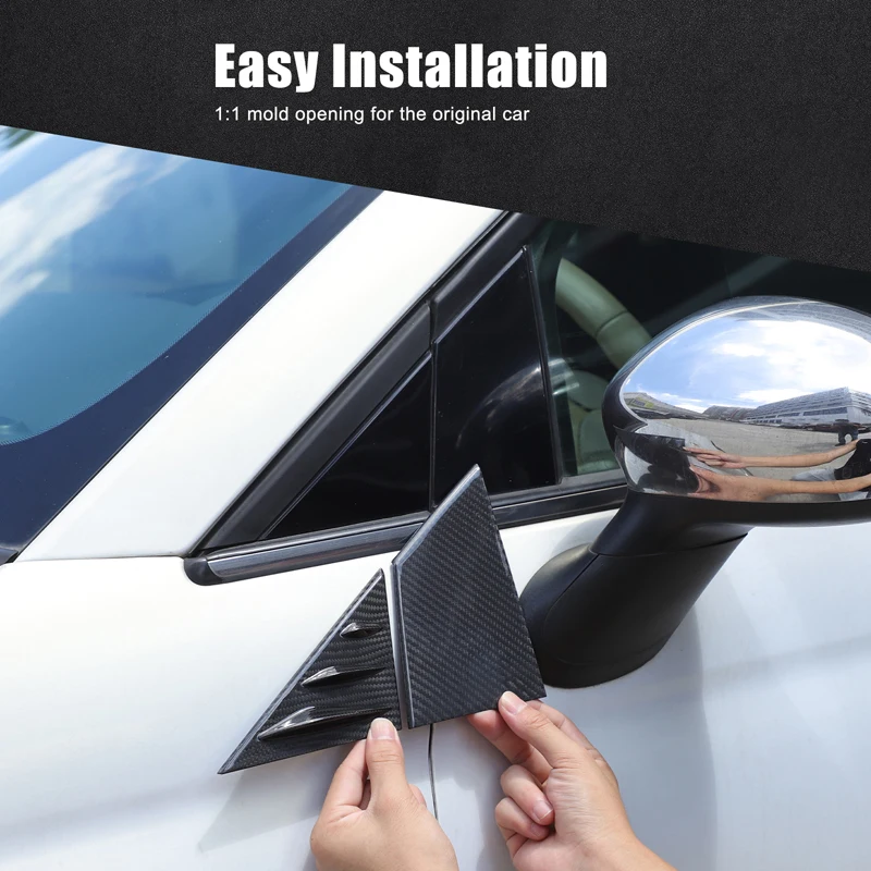 For Fiat 500 2010-2025 Real Carbon Fiber Rearview Mirror Side Triangle Spoiler Wind Deflector Trim Cover Accessories