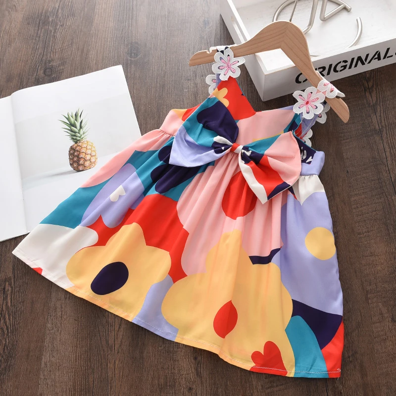 Melario 1 To 7 Years New Fashion Baby Girl Sleeveless Dresses Princess Clothing Cute Party Cotton Flower Children Girls Dresses