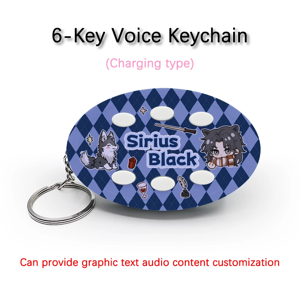 Creative Voice Keyring For Movie Harry Potter Role Sirius Black 6-Key Audio / Picture Custom Rechargeable Keychain Pendant Gift