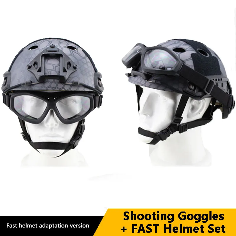 

Anti-Shock Shooting Goggles + FAST Helmet Suit, Protective PC Lens, Cycling Field Helmet, Tactical Equipment