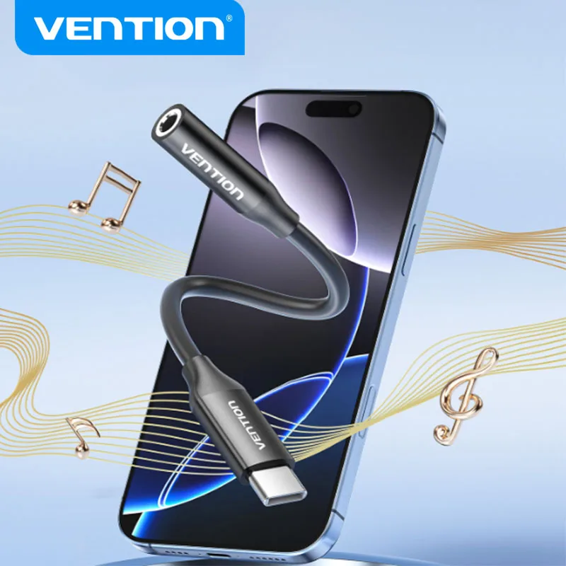 Vention USB Type C to 3.5mm Jack Earphone Adapter Headphone USB C Cable HiFi Audio Adapter with DAC For iPhone 17 16 15 Xiaomi