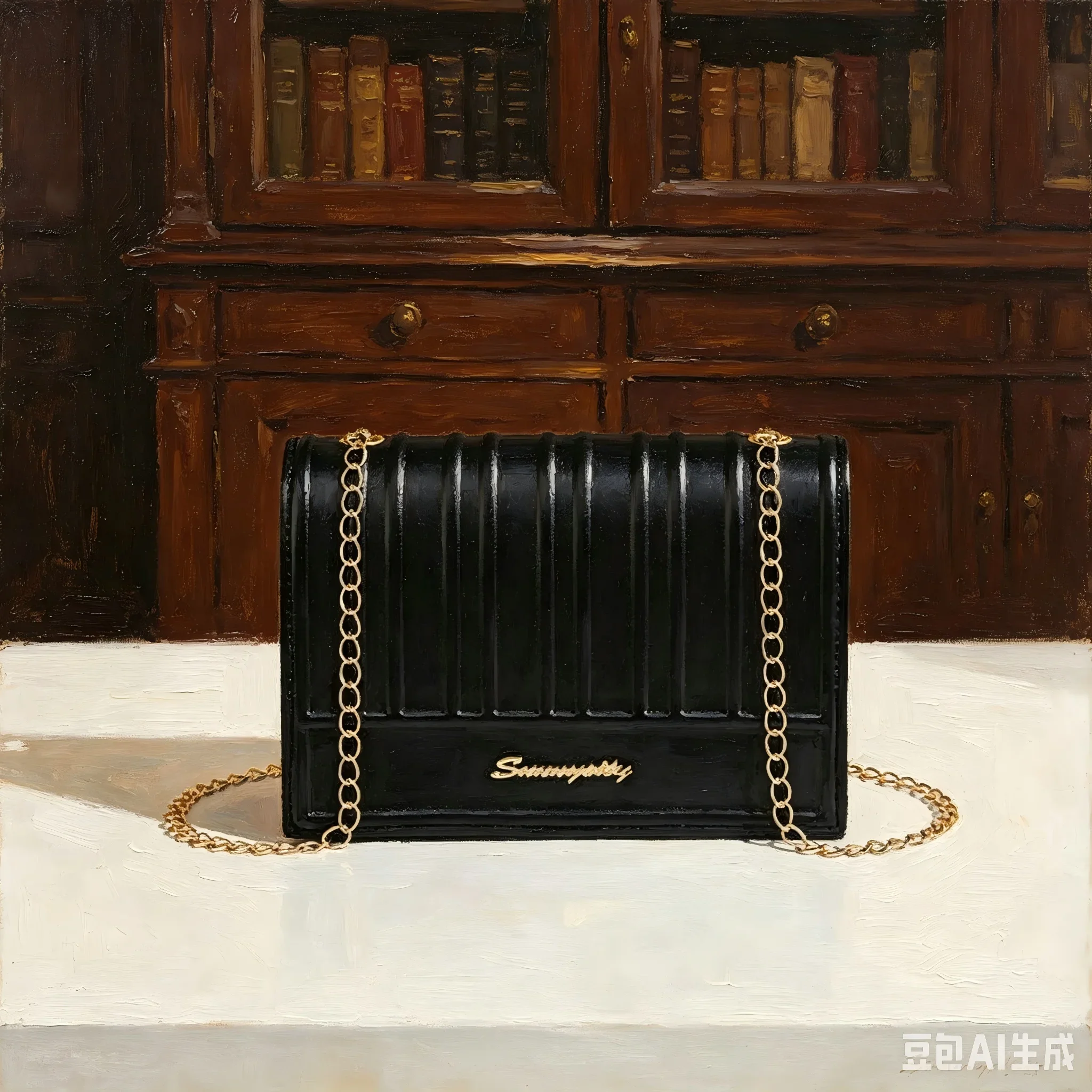 Letter Graphic Flap Chain Square Bag Small Minimalist