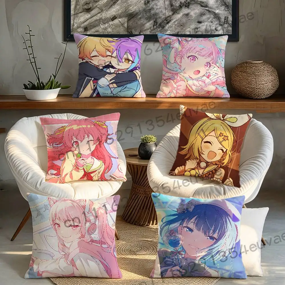 P-Project Game Sekai PJSK Pillow Cushion Cover Pillowcase Living Room Sofa Home Decor Customized Cartoon