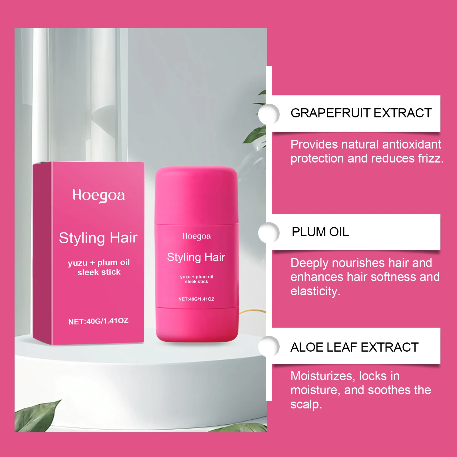 HOEGOA 40G Sleek Stick Instant Smoothness Long-Lasting Nourishment Easy To Carry Multi-Functional Use Smoothing Wax