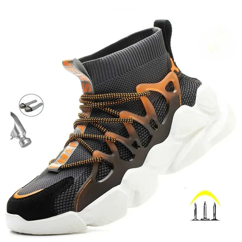 Indestructible Safety Work Shoes With Steel Toe Cap Breathable Outdoor Sports Boots Sneakers Security Construction Boots