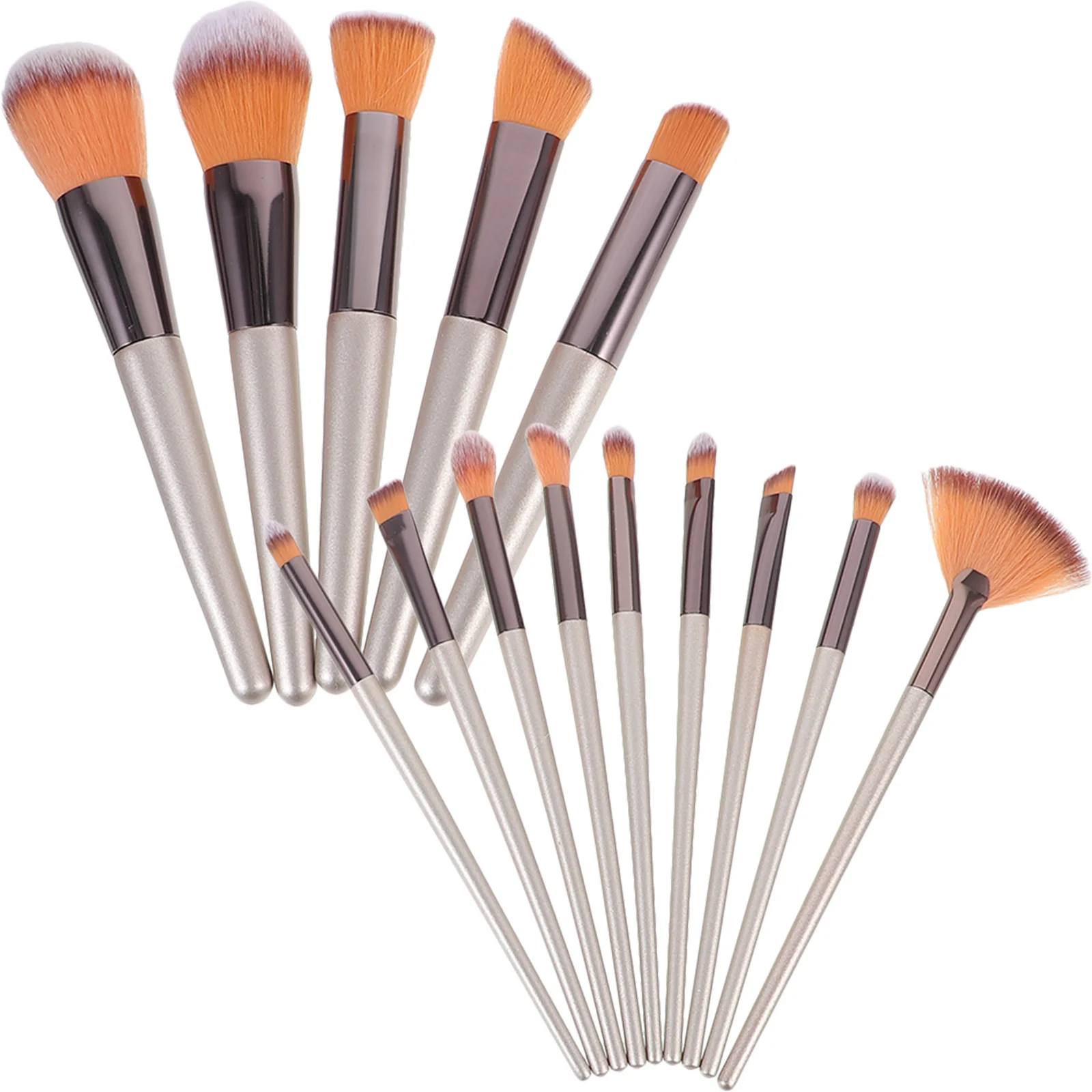 Set da 14 pezzi Pennello assortito con manico per donna Pennelli per donna Uso quotidiano Strumenti per pennelli per trucco dorato