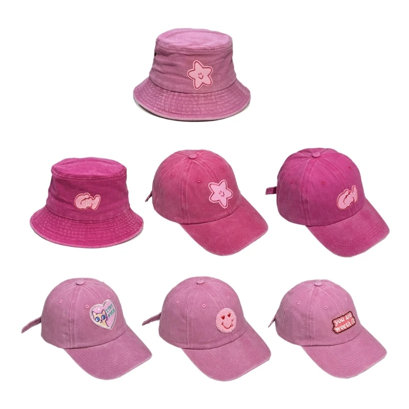 Solid Color Baseball Cap Breathable Multi-type Pink Color Series Wide Brim Bucket Hat Summer Fisherman Cap Unisex